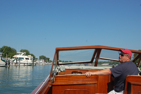 P.A. Dunfee of Lakeside, Ohio piloted his 1968 restored Lyman. by Bruce Stambaugh