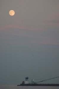 Full moon at Lakeside Ohio by Bruce Stambaugh