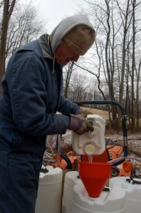Pouring sap by Bruce Stambaugh