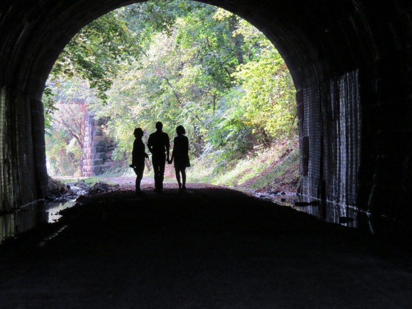 railroad tunnel, silhouettes, photographer, subjects, Bruce Stambaugh