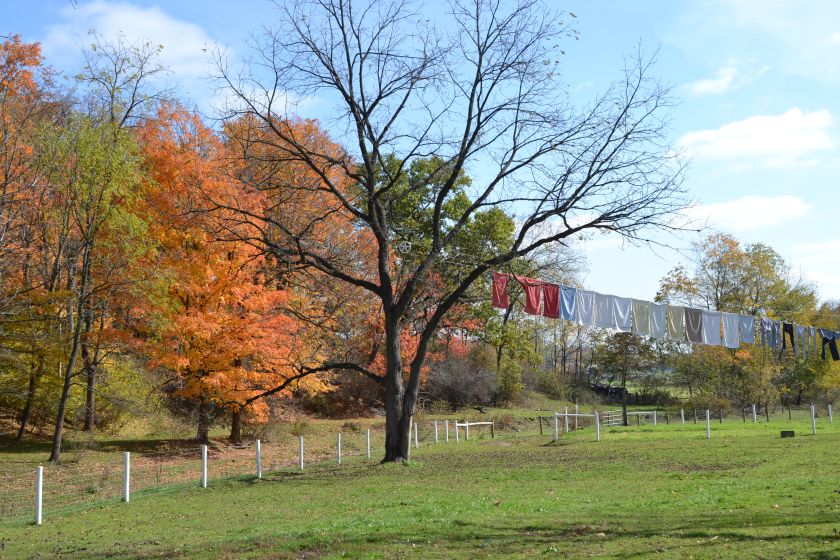 Amish laundry line by Bruce Stambaugh