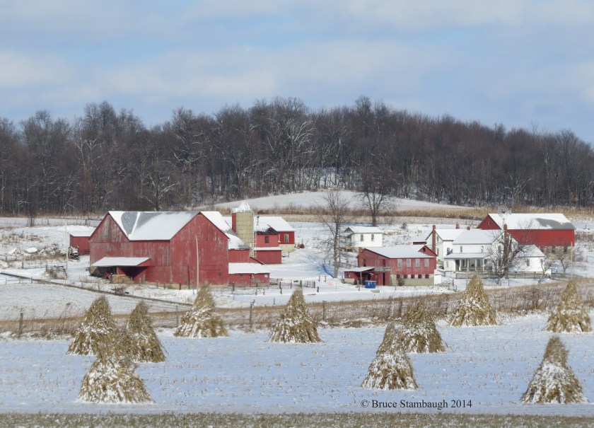 Amish farm in snow, Holmes County Ohio, rural scene, Bruce Stambaugh