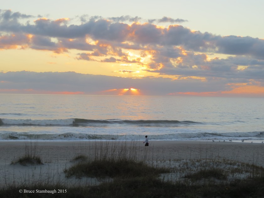 beach walker, beach sunrise,