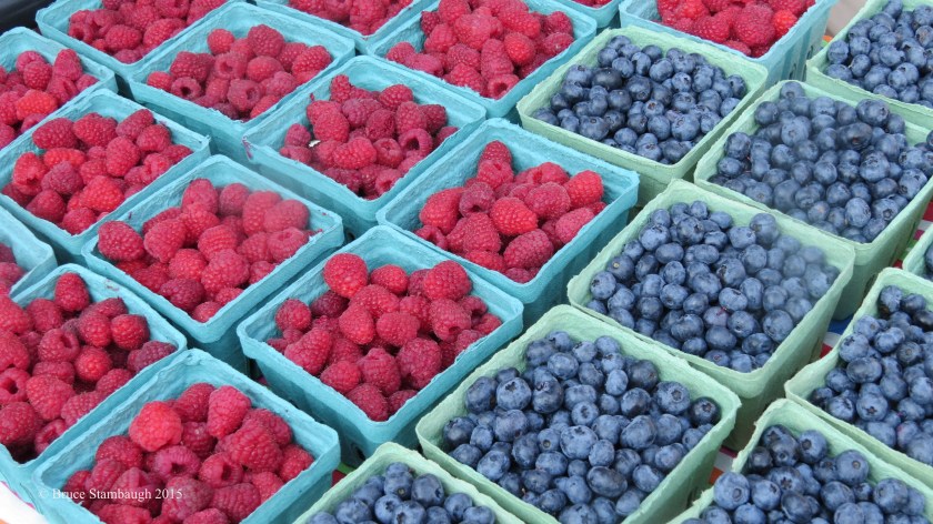 raspberries and blueberries