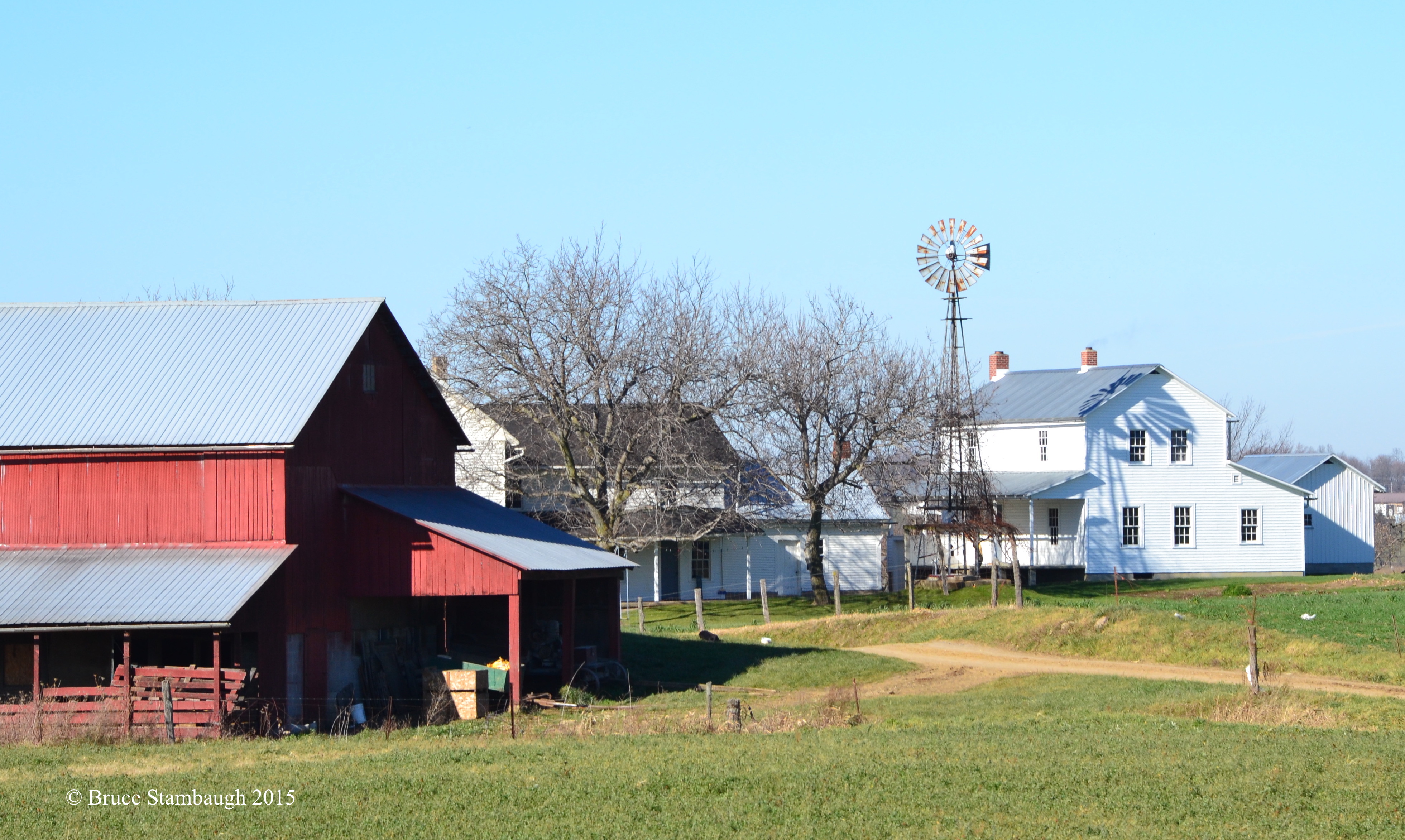 windmill shadow, Amish farmstead
