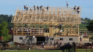 Amish barn raising