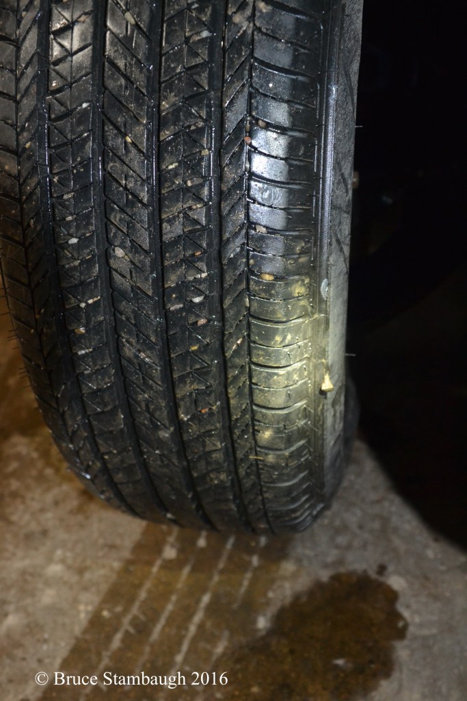 flat tire, horseshoe nail