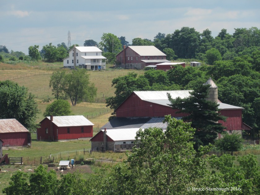 Amish farms, sun reflection
