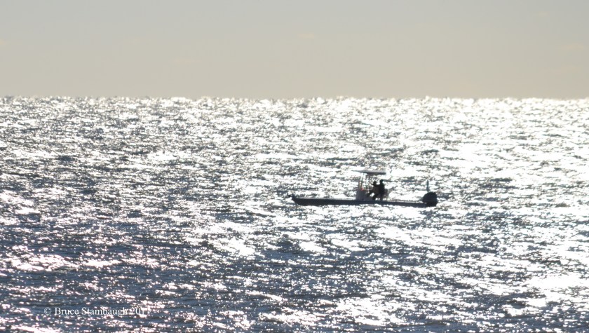 silver sea, fishing boat