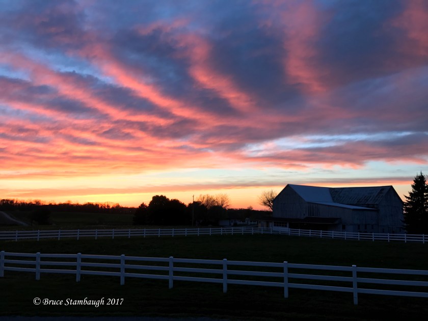 Ohio's Amish country, sunset over Amish farm