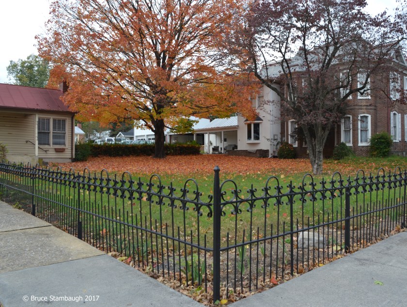autumn leaves, sugar maple leaves, iron fence