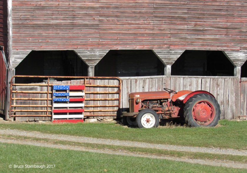WV farm, antique tractor, American Flag