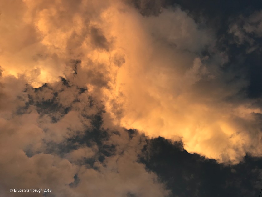 overhead clouds, sunset, Shenandoah Valley